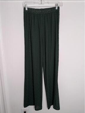 Peloton Pants Womens Small Green Lace Wide Leg Elastic Waist Pull On Summer